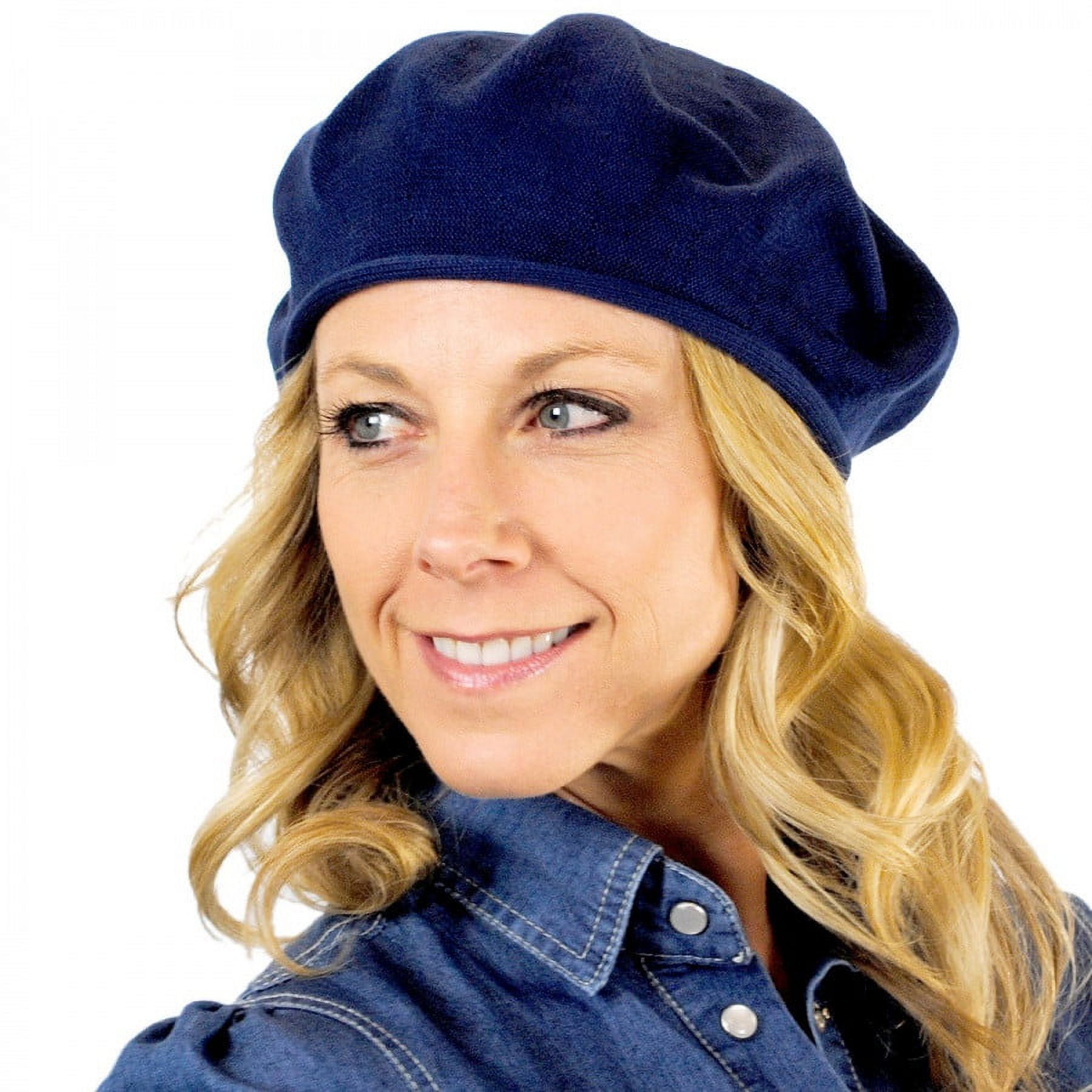 6974 Cotton Ladies Beret With Large Anchor Applique-light Navy Cotton Beret - 11.5 inch Diameter – Village Hat Shop main image 2