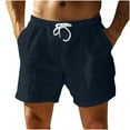 thumbnail image 1 of Cotton Bermuda Shorts for Men Elastic Waist Drawstring Summer Beach Vacation Short Pants Casual Stretch Outdoor Athletic Walkshorts, 1 of 4