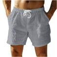 thumbnail image 1 of Cotton Bermuda Shorts for Men Elastic Waist Drawstring Summer Beach Vacation Short Pants Casual Stretch Outdoor Athletic Walkshorts, 1 of 4