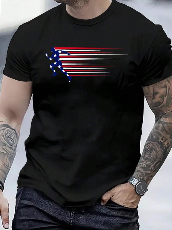 Cotton Best USA American Flag Track And Field Gift Team Men Women T-Shirt Men's Casual Short Sleeve Graphic Tee
