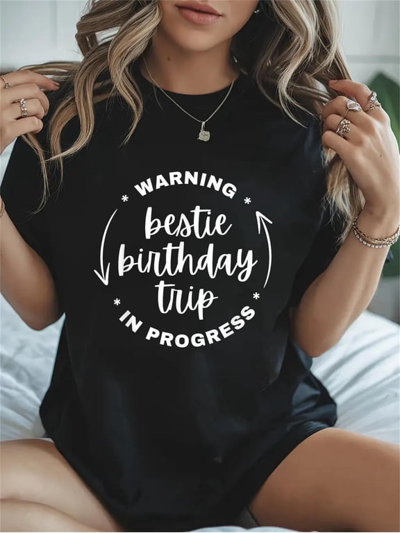 Cotton Bestie Squad Best Friend Matching Birthday Trip BFF Party Casual Graphic Daily T-Shirt