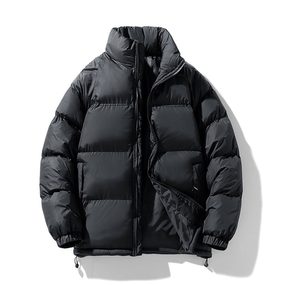 Cotton Big and Tall Jackets for Men Black Quilted Down Puffer Jacket Zip Up Warm Winter Men's Fashion