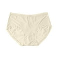 thumbnail image 1 of Cotton Bikini Underwear Women Women's Lace Underwear Mid-Waisted Ice Silk Full Cover Underwear Soft Satin High Waisted Panties Lightweight Breathable Underpant Briefs Gym Underwear Women Beige L, 1 of 2