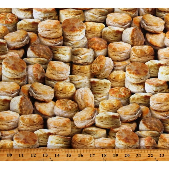 Cotton Biscuits Breakfast Bread Southern Food Feast Mode Cotton Fabric Print by the Yard (SRKD-21537-14NATURAL)