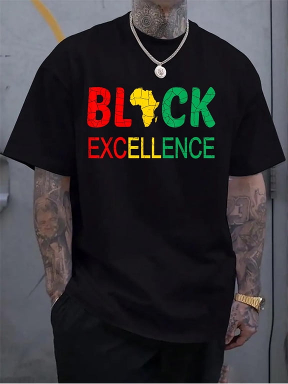 Cotton Black Excellence Black History Month BHM Men Woman T-Shirt Men's Casual Short Sleeve Graphic Tee