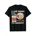thumbnail image 1 of Cotton Black Tee I Love Brunch Booze Graphic T-Shirt Top Cotton Fashion Crewneck Design Casual S-5XL, 1 of 5