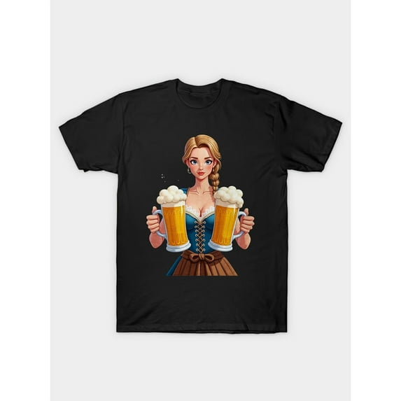 Cotton Black Tee Oktoberfest Beer Mugs Graphic T-Shirt Top Cotton Fashion Casual Short Sleeve S-5XL