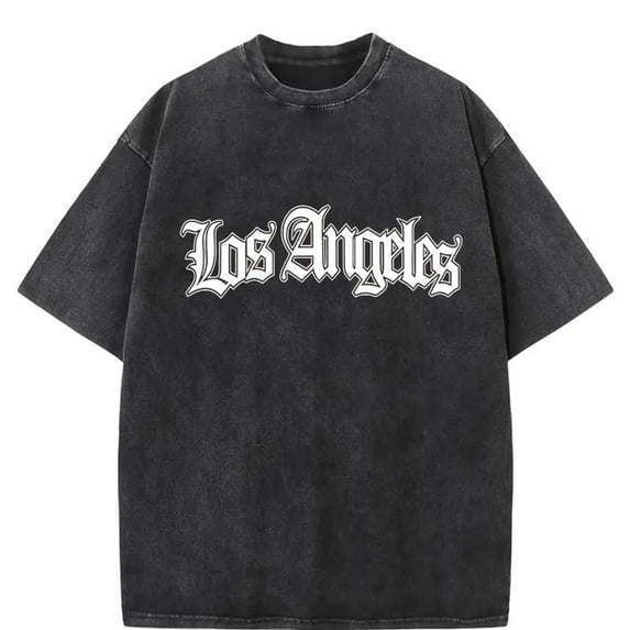 Cotton Black Tee Retro Graphic T-Shirt Top Black Water Wash Oversized Loose Fit S-2XL Plus Size