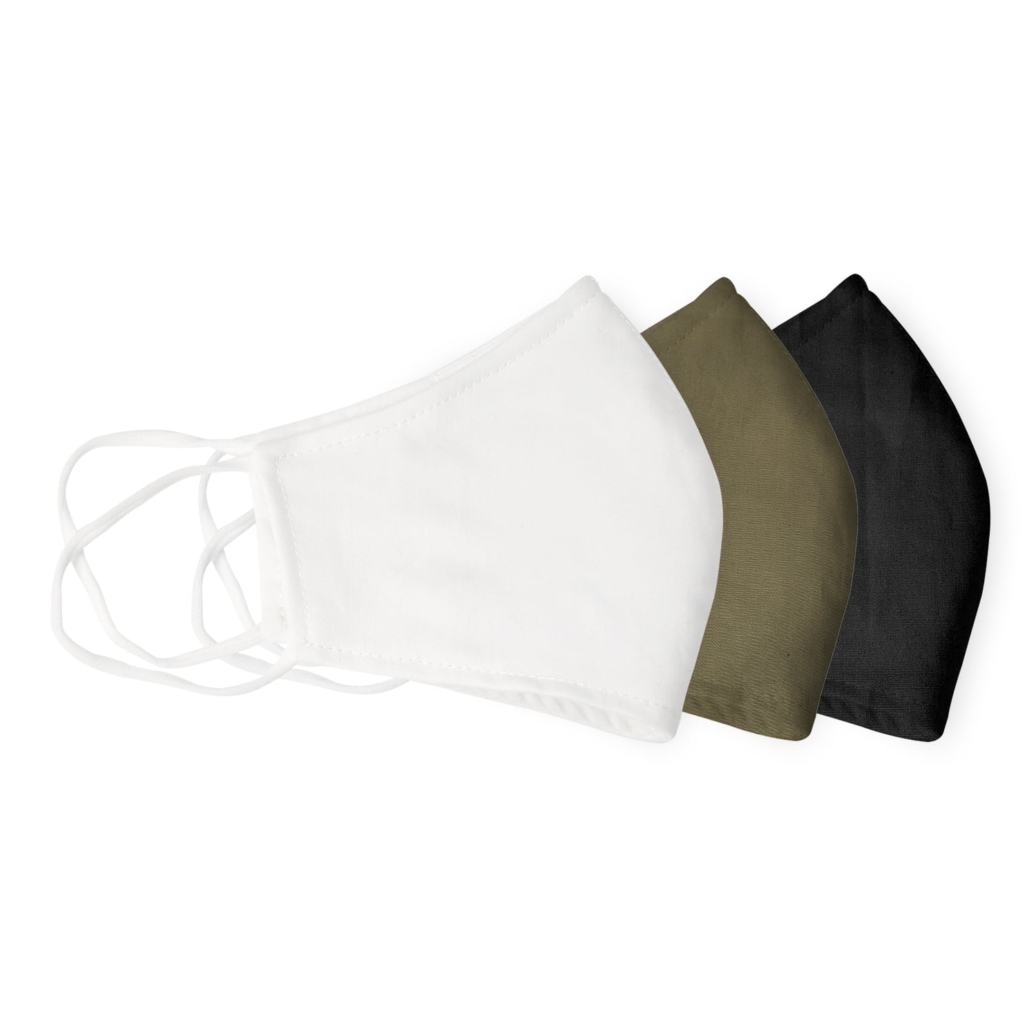 Cotton Black White Khaki Face Mask Nose Clip Filter Pocket 3PC Cloth