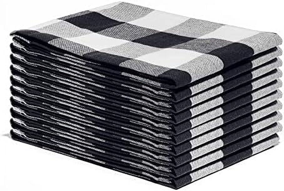 Cotton Black White Kitchen Towels Soft Checkered Black and White Hand