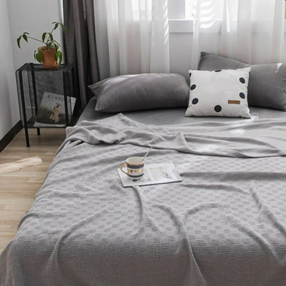 Cotton Blanket Queen Size for Bed Soft Thicken Large Muslin Bed Blankets 79" * 59" Lightweight Breathable Blanket All Season Gauze Blanket