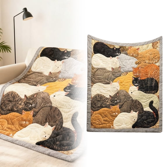 Cotton Blanket-Sherpa Blanket,Cat Print Blanket Cute Cats Cozy Throw Blanket Lightweight Warm Plush Fleece Blankets Funny Animal Blankets For Couch Bed Sofa Warm Farmhouse For Cat Lovers
