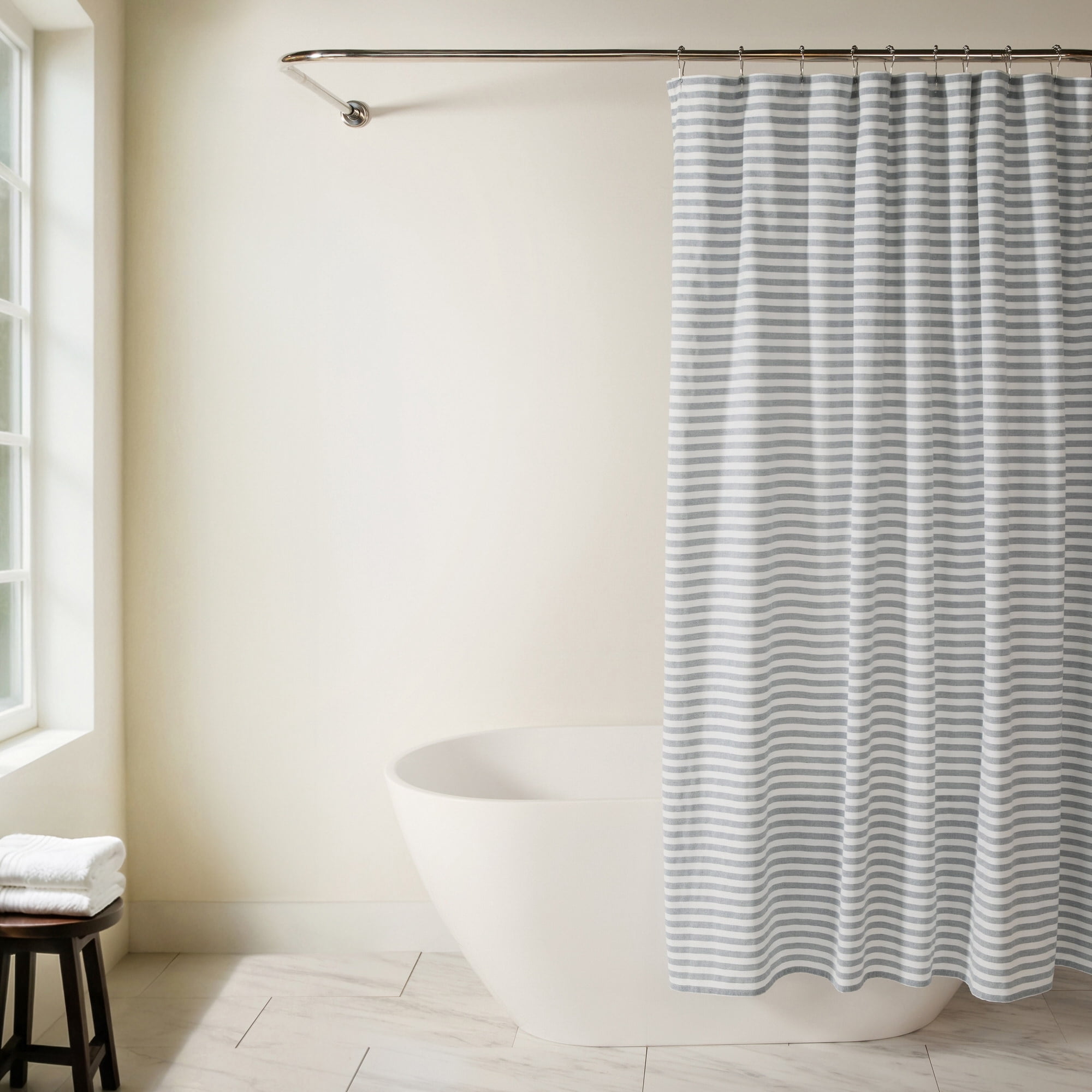 Cotton Blend Classic Stripe Shower Curtain