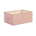 thumbnail image 1 of Cotton Blend Folding Storage Bin, 1 Pack Large Storage Basket, Washable, Clothing Storage Bin with Handle, Closet Organizer for Storage Sweater,Sheets, 16.14x9.45x6.69in(Pink), 1 of 6
