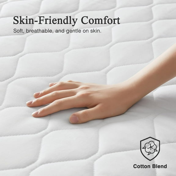 Cotton Blend Heated Mattress Pad Secure Comfort Technology - Luxury Quilted Electric Mattress Pad with Deep Pocket - 5-Setting Heat Controllers, Twin XL , White