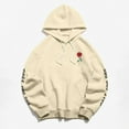thumbnail image 1 of Cotton-Blend Hoodie Unisex Rose Letter Print Hooded Pullover Kangaroo Pocket Sweatshirt Womens Tops Fall Fashion 2023 Beige, 1 of 6