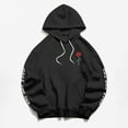 thumbnail image 1 of Cotton-Blend Hoodie Unisex Rose Letter Print Hooded Pullover Kangaroo Pocket Sweatshirt Womens Tops Fall Fashion 2023 Black, 1 of 6