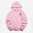 thumbnail image 1 of Cotton-Blend Hoodie Unisex Rose Letter Print Hooded Pullover Kangaroo Pocket Sweatshirt Womens Tops Fall Fashion 2023 Pink, 1 of 6