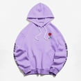 thumbnail image 1 of Cotton-Blend Hoodie Unisex Rose Letter Print Hooded Pullover Kangaroo Pocket Sweatshirt Womens Tops Fall Fashion 2023 Purple, 1 of 4