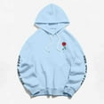 thumbnail image 1 of Cotton-Blend Hoodie Unisex Rose Letter Print Hooded Pullover Kangaroo Pocket Sweatshirt Womens Tops Fall Fashion 2023 Sky Blue, 1 of 4