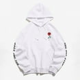 thumbnail image 1 of Cotton-Blend Hoodie Unisex Rose Letter Print Hooded Pullover Kangaroo Pocket Sweatshirt Womens Tops Fall Fashion 2023 White, 1 of 4
