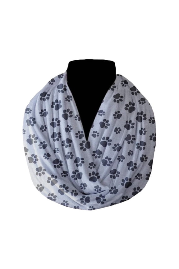 Cotton Blend Infinity Scarf Animal Paw Print