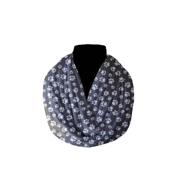 Cotton Blend Infinity Scarf Animal Paw Print
