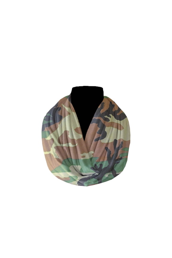 Cotton Blend Infinity Scarf Camouflage Print
