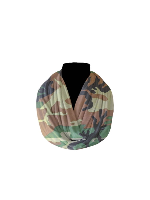 Cotton Blend Infinity Scarf Camouflage Print