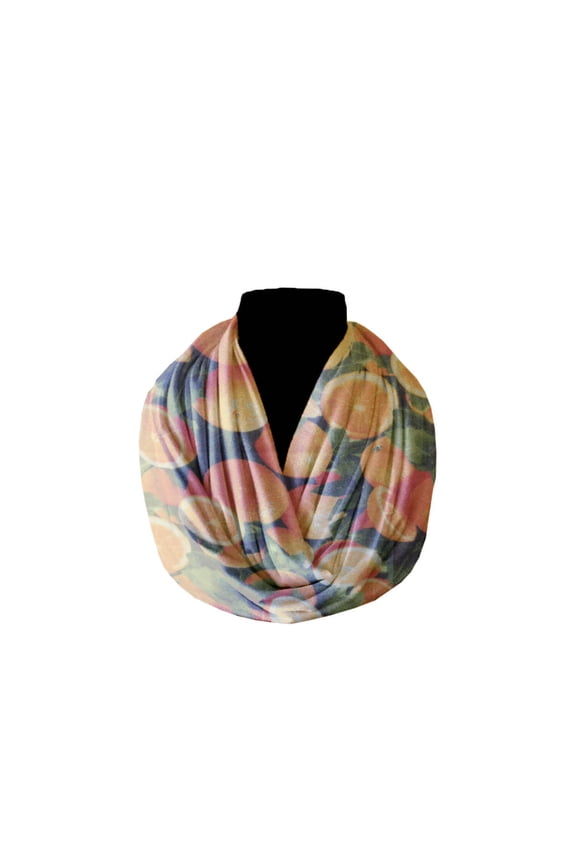 Cotton Blend Infinity Scarf Orange Slices Print
