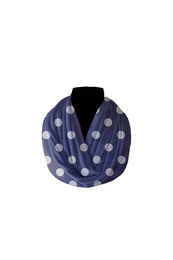 Cotton Blend Infinity Scarf Polka Dots Print