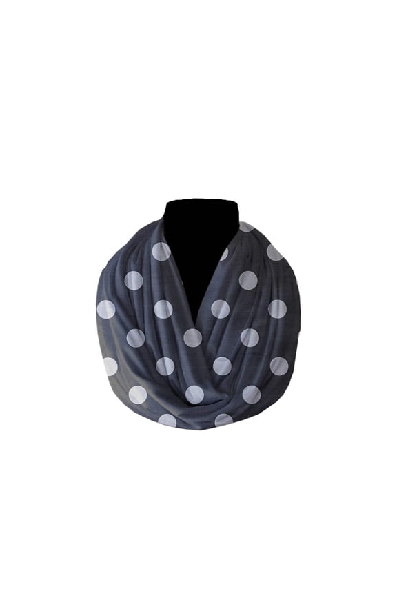 Cotton Blend Infinity Scarf Polka Dots Print
