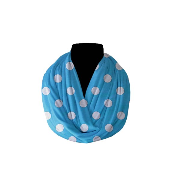 Cotton Blend Infinity Scarf Polka Dots Print
