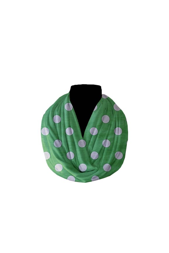 Cotton Blend Infinity Scarf Polka Dots Print