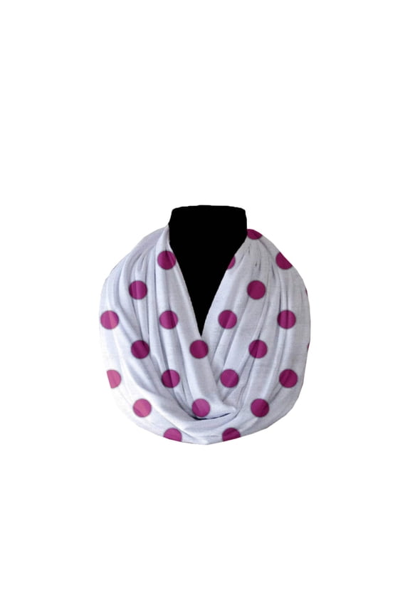 Cotton Blend Infinity Scarf Polka Dots Print