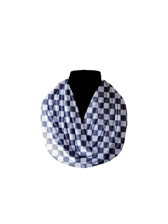 Cotton Blend Infinity Scarf Racecar Checkerboard Print