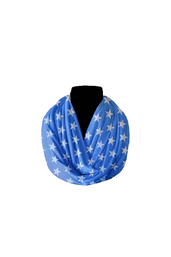 Cotton Blend Infinity Scarf Stars Print