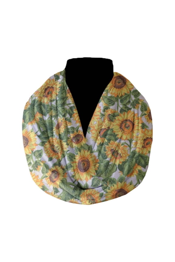 Cotton Blend Infinity Scarf Sunflower Print