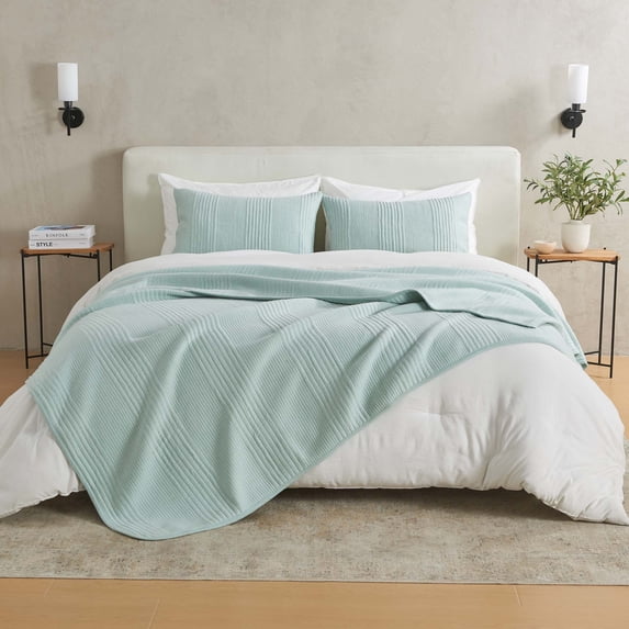 Great Bay Home Cotton Blend Jersey Knit Quilt & Sham Set King, 3 Pieces