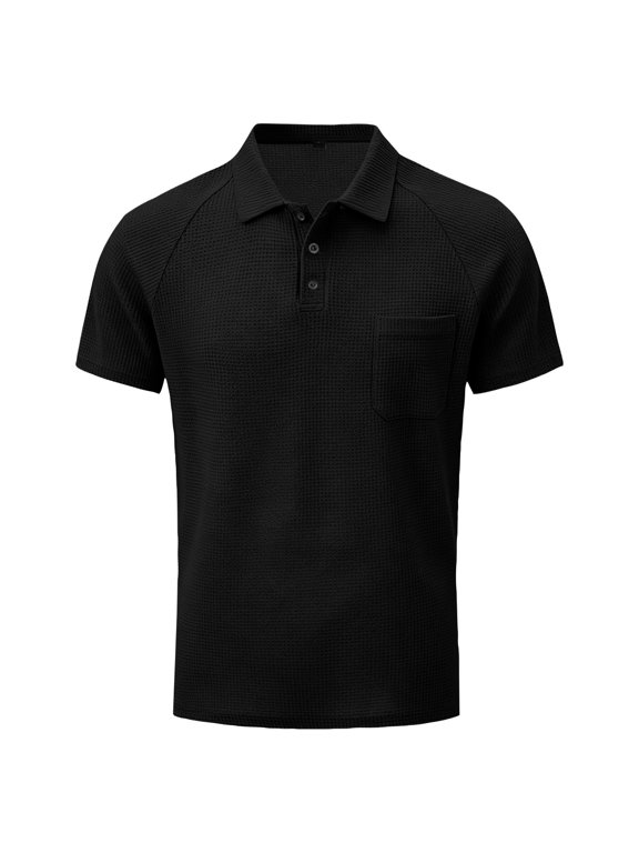 Cotton Blend Men's Polo Shirts Short Sleeve Casual Stylish Solid Performance Dry Fit Golf Shirts for Men Black 3XL