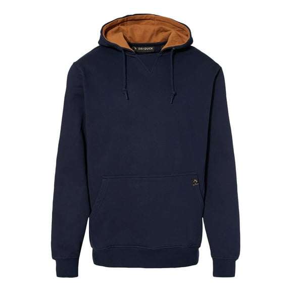 Cotton Blend Pullover Hooded Sweatshirt - NAVY - S