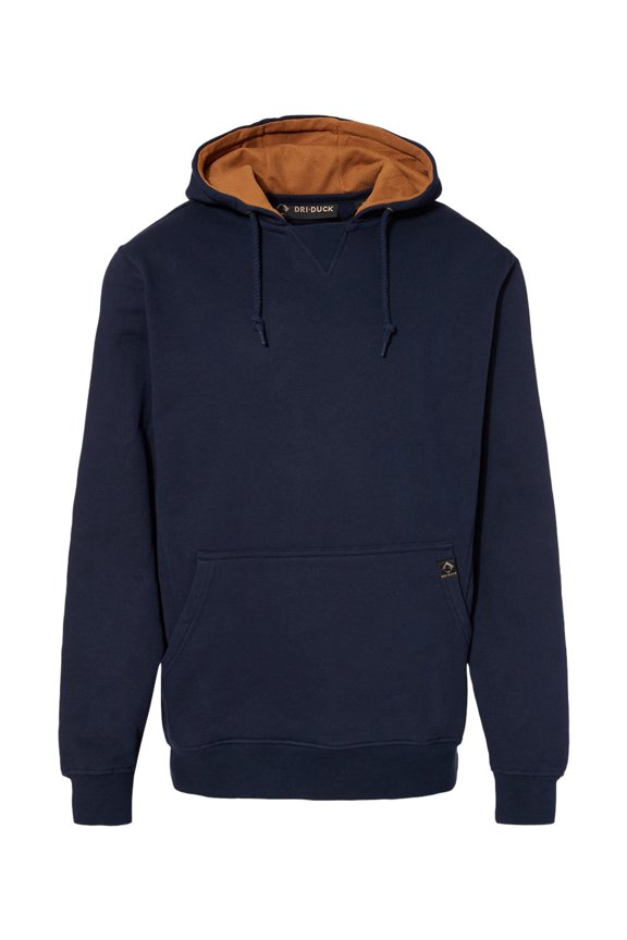 Cotton Blend Pullover Hooded Sweatshirt - NAVY - S