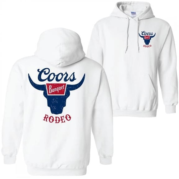 Cotton & Blend  Rodeo Front & Back Logo White Sweatshirt Hoodie, White - Extra Large