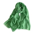 thumbnail image 1 of Cotton Blend Soft Scarf With Fringed Edges Linen Scarf Shawl，Travel Scarf Green One Size, 1 of 5