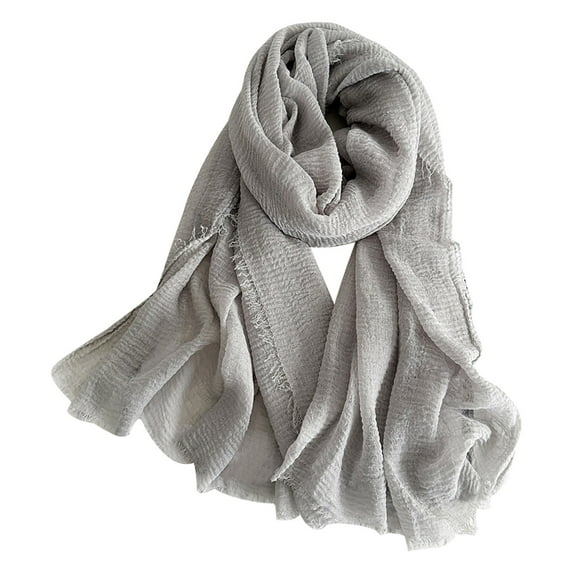 Cotton Blend Soft Scarf With Fringed Edges Linen Scarf Shawl,Travel Scarf Multicolor One Size