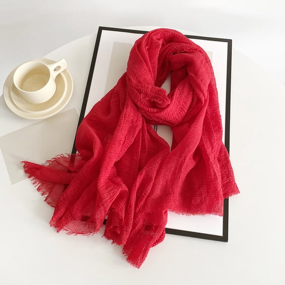 Cotton Blend Soft Scarf for Women Men Solid Color Iimitation Cotton Linen Thin Scarf with Fringed Edges Linen Scarf Shawl Travel Women's Scarf