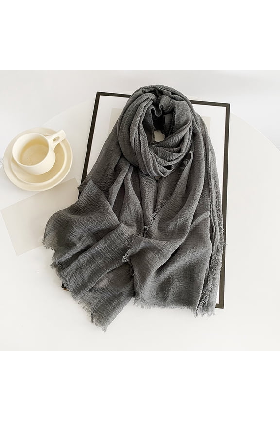 Cotton Blend Soft Scarf for Women Men Solid Color Iimitation Cotton Linen Thin Scarf with Fringed Edges Linen Scarf Shawl Travel Women's Scarf