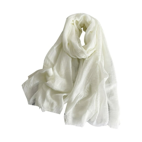 Cotton Blend Soft Scarf with Fringed Edges Linen Scarf Shawl Travel Scarf