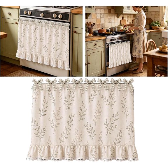 Cotton Blend Stove Skirt with Lace Ruffle Trim, Heat Resistant