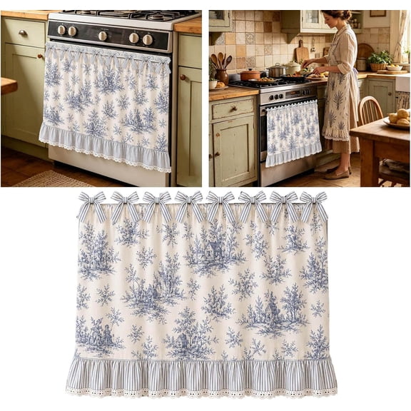Cotton Blend Stove Skirt with Lace Ruffle Trim, Heat Resistant